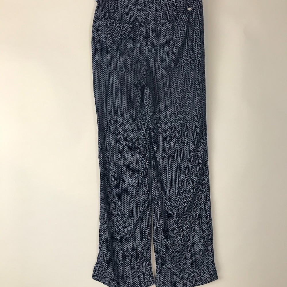 High Waist Wide Leg 100% viscose Navy pants size4 - Picture 4 of 12